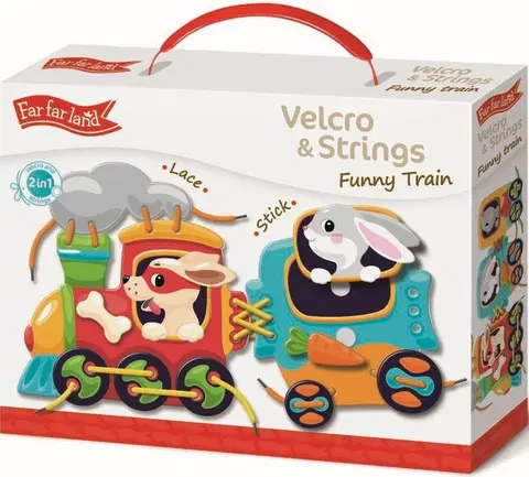 Hračky bábiky FAR FAR LAND - Velcro&strings Zábavný vlak