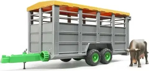 Hračky - dopravné stroje a traktory BRUDER - 02227 Vlečka na prepravu zvierat s figúrkou kravy