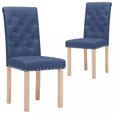Jedálenské zostavy Jedálenská stolička 2 ks látka / drevo Dekorhome Modrá