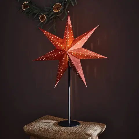 Vianočné svetelné hviezdy Markslöjd Stojaca hviezda Embla Ø 45cm zamatový vzhľad hnedá