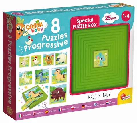 Hračky puzzle LISCIANIGIOCH - Carotina Baby 8 Puzzle - Farma