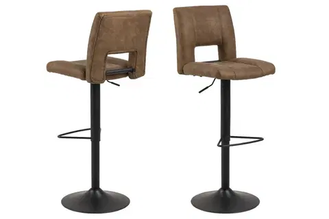 Barové stoličky Dkton Dizajnová barová stolička Nerine, svetlo hnedá a čierna