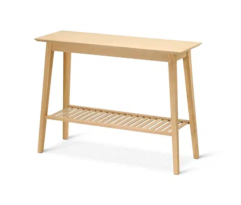Furniture Konzolový stolík s 2 odkladacími plochami z jaseňového dreva