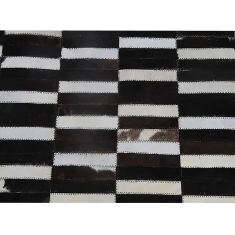 Koberce a koberčeky Luxusný kožený koberec,  hnedá/čierna/biela, patchwork, 69x140, KOŽA TYP 6