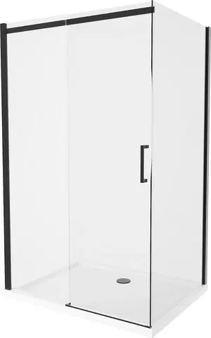 Vane MEXEN/S - Omega sprchovací kút 130x90, transparent, čierna + biela vanička so sifónom 825-130-090-70-00-4010B