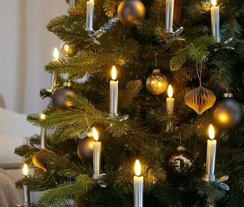 Lighting LED sviečky na vianočný stromček, 12 ks, strieborné