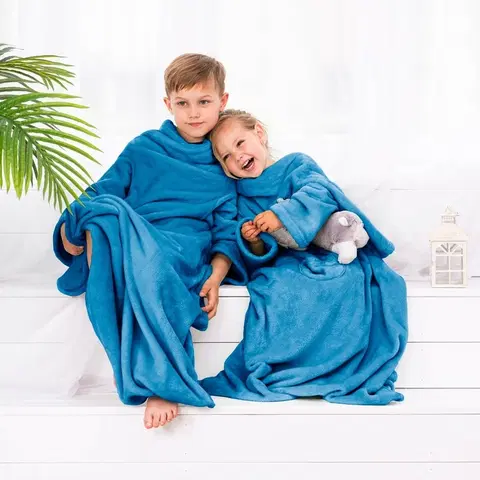 Detské deky Decoking Deka s rukávmi Lazy Kids indigo, 90 x 105 cm