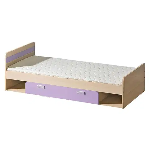 Jednolôžkové postele Posteľ Lorento 13 jaseň coimbra/fialový