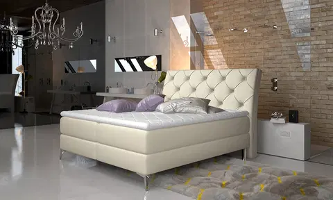 Postele NABBI Amika 160 čalúnená manželská posteľ s úložným priestorom béžová