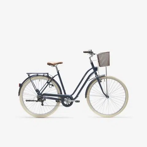 bicykle Mestský bicykel Elops 520 so zníženým rámom modrý