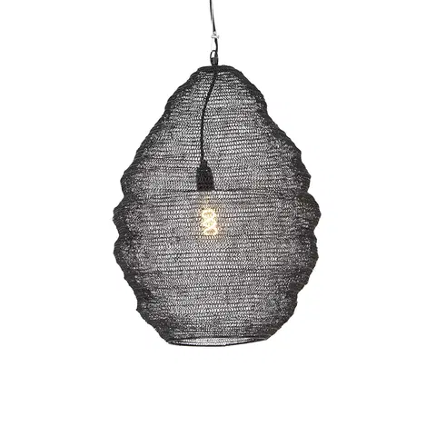 Zavesne lampy Orientálna závesná lampa čierna 45 cm - Nidum