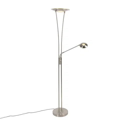 Stojace lampy Moderné stojace oceľové svietidlo vrátane LED s ramenom na čítanie - Ibiza