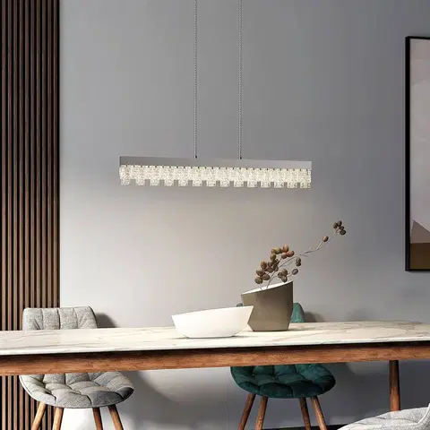 Závesné svietidlá Lucande Lucande Bayano závesné LED svietidlo s krištáľmi