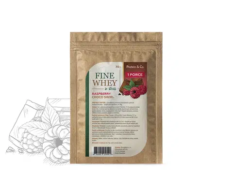 Športová výživa Protein & Co. FINE WHEY – prírodný proteín sladený stéviou 30 g Zvoľ príchuť: Raspberry choco swirl