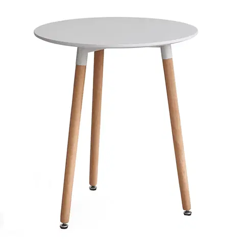 Jedálenské stoly Jedálenský stôl, biela/buk, priemer 60 cm, ELCAN