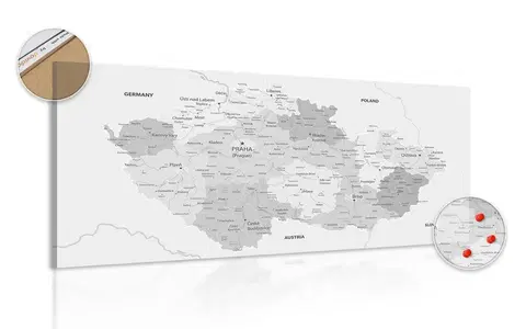 Obrazy na korku Obraz na korku elegantná šedá mapa Česka