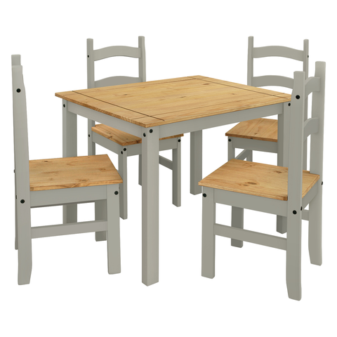 Jedálenské sety Stôl + 4 stoličky CORONA 3 vosk/sivá