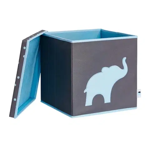 Boxy na hračky LOVE IT STORE IT - Úložný box na hračky s krytom - šedý, modrý slon