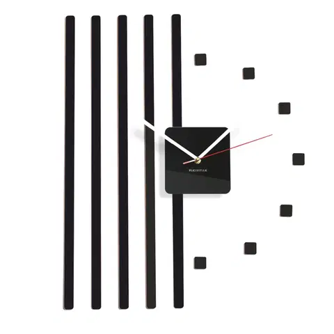 Hodiny Nástenné akrylové hodiny štvorce Flex z10b, 58 cm, čierne