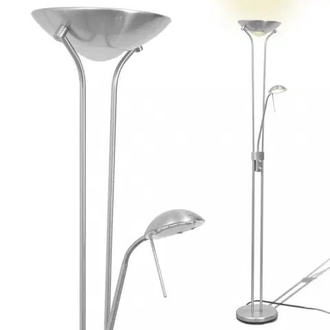 Osvetlenie Stojací stmievací LED lampa Dekorhome Strieborná