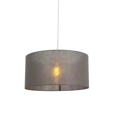 Zavesne lampy Vidiecka závesná lampa biela so šedým odtieňom 50 cm - Combi 1