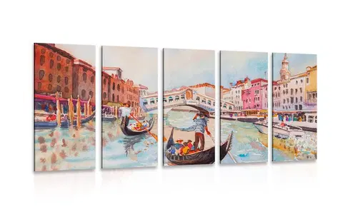 Obrazy mestá 5-dielny obraz benátska gondola