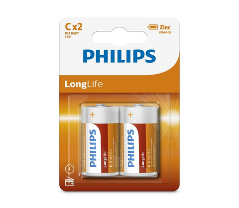 Predlžovacie káble Philips Philips R14L2B/10 - 2 ks Zinkochloridová batéria C LONGLIFE 1,5V 