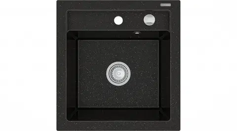 Kuchynské drezy MEXEN MEXEN - Vito granitový drez 1-miska 520x490 mm, čierna / kovové zlato 6503521000-75