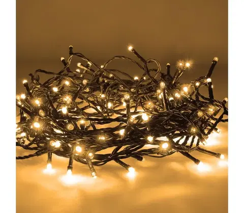 Vianočné osvetlenie  LED vonkajšia vánočná reťaz, 50 LED, 5m, prívod 3m, 8 funkcií, časovač, IP44, teplá biela, 1V110-WW-1