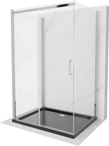 Vane MEXEN/S - OMEGA sprchovací kút 3-stenný 100x90, transparent, chróm + vanička vrátane sifónu 825-100-090-01-00-3s-4070
