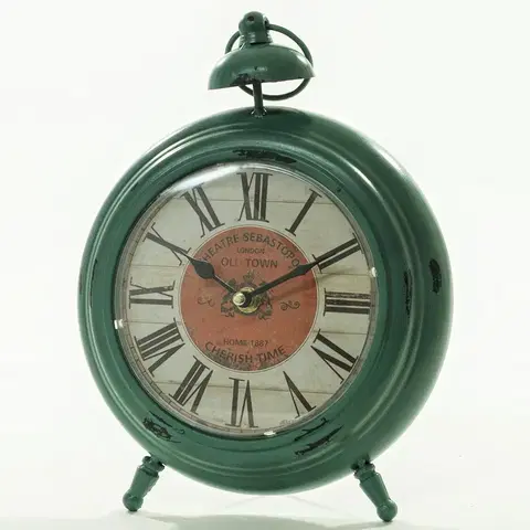 KUCHYNSKÉ HODINY Stolové hodiny motív Budík Antik Green, Flor0054, 28cm