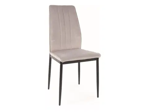 Jedálenské stoličky TOMAN VELVET jedálenská stolička, svetlošedá / čierna