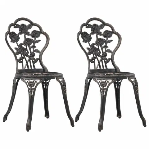 Záhradné kreslá a stoličky Záhradné bistro stoličky 2 ks bronzové Dekorhome