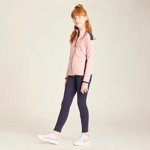 nohavice Dievčenská súprava S500 na cvičenie námornícko modrá-ružová