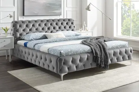 Postele LuxD Dizajnová posteľ Rococo 160 x 200 cm sivý zamat
