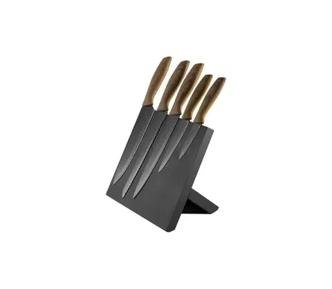 Svietidlá  Sada nerezových nožov 5 ks s magnetickým stojanom hnedá/čierna 