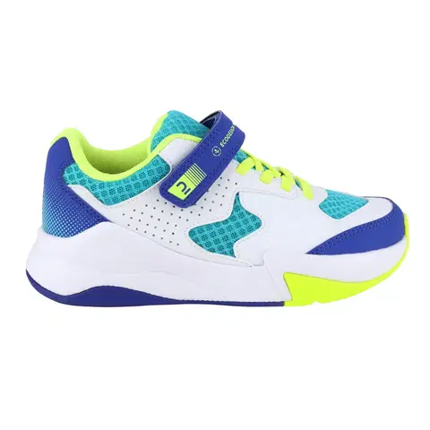 detské tenisky Detská volejbalová obuv VS100 Confort so suchým zipsom bielo-modro-zelená