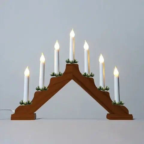 Vianočné dekorácie Adventný svietnik s ťahanou žiarovkou LED Filament, dub