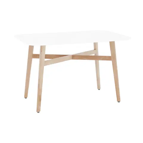 Jedálenské stoly Jedálenský stôl, biela/prírodná, 120x80 cm, CYRUS 2 NEW