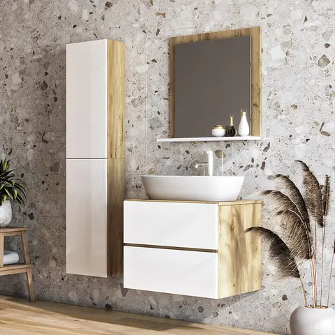 Kúpeľňový nábytok NABBI Baleta 60 kúpeľňa craft zlatý / biely lesk