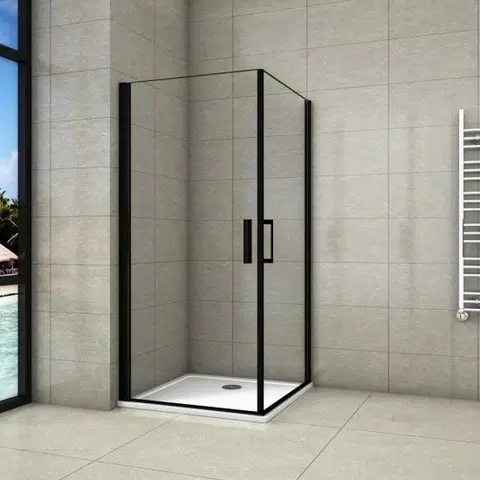 Sprchovacie kúty H K - Sprchovací kút BLACK SAFIR A2 90cm s dvoma jednokrídlovými dverami vrátane sprchovej vaničky z liateho mramoru SE-BLACKSAFIRA290 / THOR-90sq
