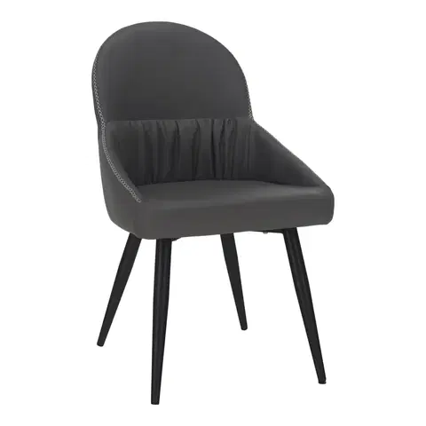 Stoličky Jedálenská stolička, ekokoža sivá/kov, KALINA