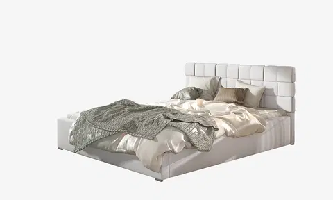Postele NABBI Galimo UP 160 čalúnená manželská posteľ s roštom biela
