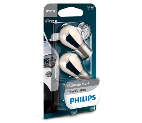 Žiarovky Philips SADA 2x Autožiarovka Philips SILVER VISION 12496SVB2 PY21W BAU15s/21W/12V 