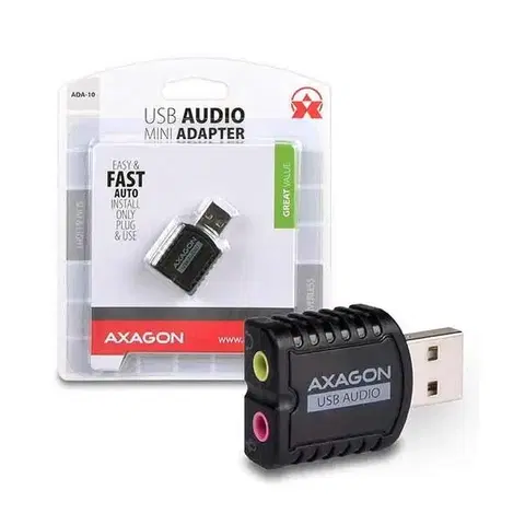 USB káble AXAGON ADA-10 USB2.0 - Stereo Audio Mini zvuková karta