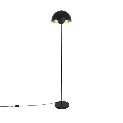 Stojace lampy Priemyselná stojaca lampa čierna so zlatom 160 cm - Magnax