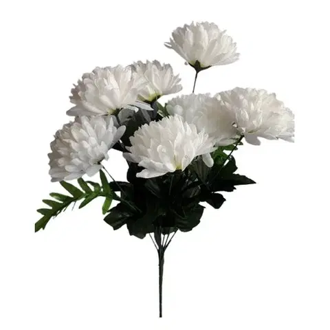 Kvety Umelý zväzok Chryzantém, biela, výška 58 cm