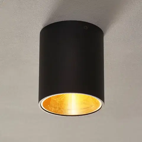 Stropné svietidlá EGLO Stropné LED svietidlo Polasso okrúhle čierno-zlaté