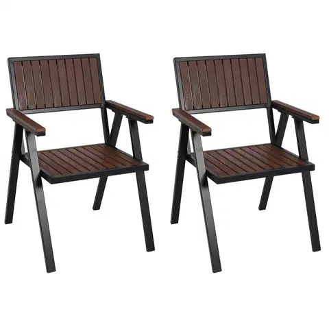 Záhradné kreslá a stoličky Záhradné stoličky 2 ks Čierna / hnedá