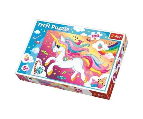 Hračky puzzle TREFL - puzzle Jednorožec so sladkosťami 100
